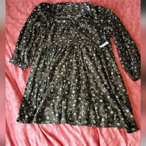 NWT Olive green floral Old Navy dress size Large